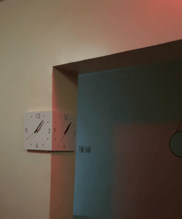 Double sided square corner clock