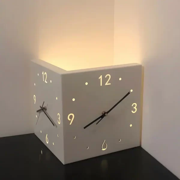 Backlit-LED-Wall-Clock-Corner-Clock with Motion-Sensor