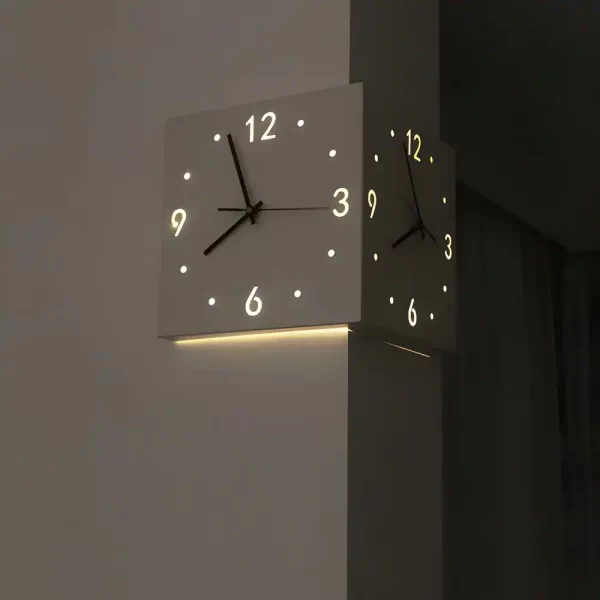 Backlit-LED-Wall-Clock-Corner-Clock with Motion-Sensor