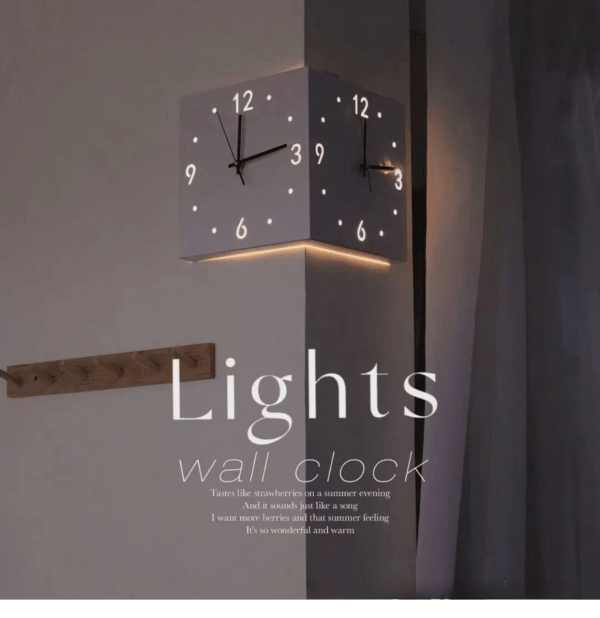 Backlit-LED-Wall-Clock-Corner-Clock with Motion-Sensor
