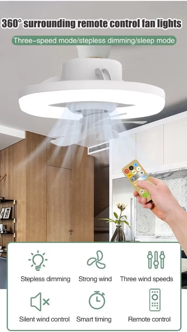 360-Degree Rotating Ceiling Fan With Lighting Lamp